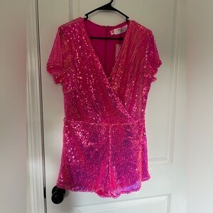 Southern Fried Chicks Hot Pink Sequin Romper